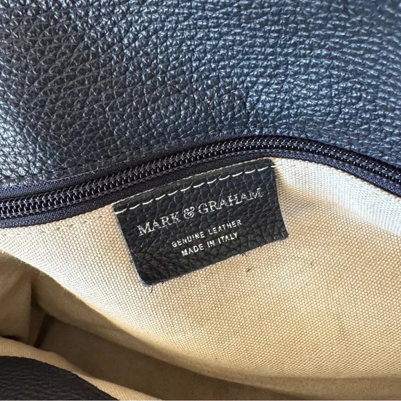 Mark & Graham- Navy Elizabetta Pebbled Leather Tote - Picture 7 of 8